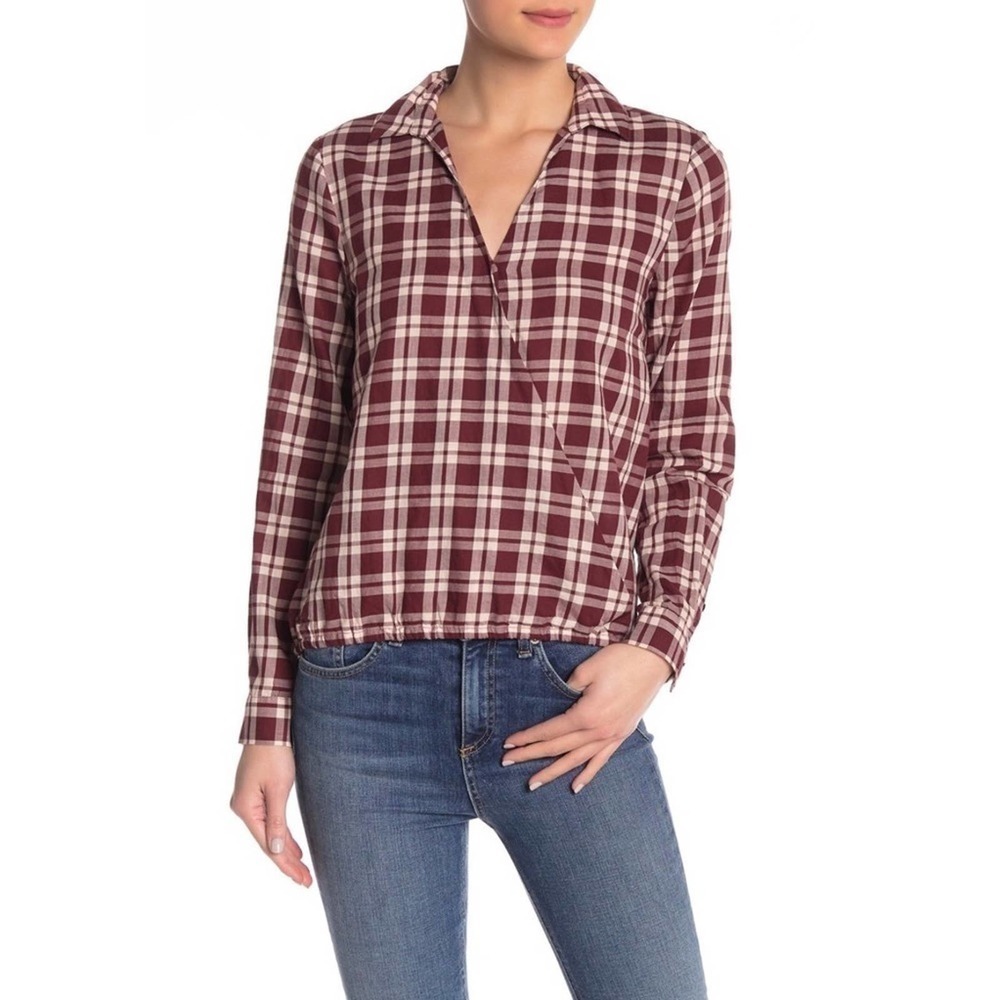 MADEWELL Arion Plaid Long Sleeve Wrap Top Size Extra Small